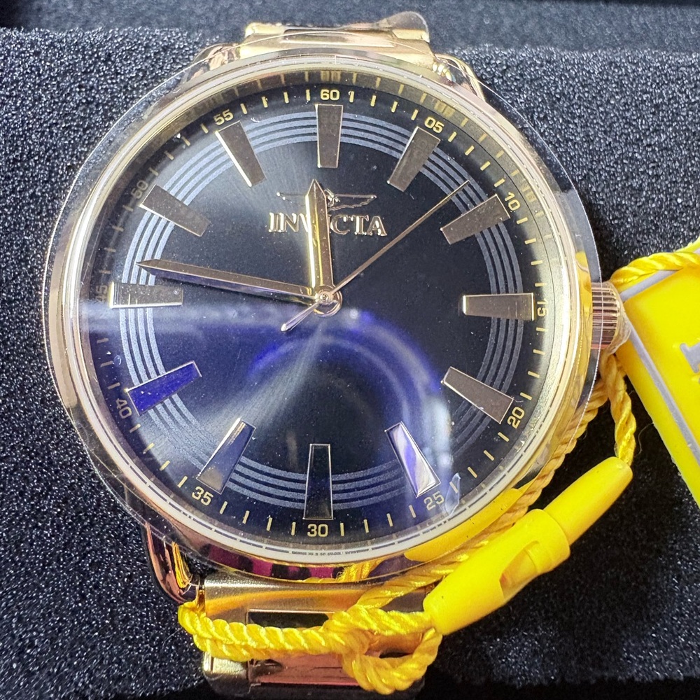 INVICTA Gold Tone Black Dial Watch